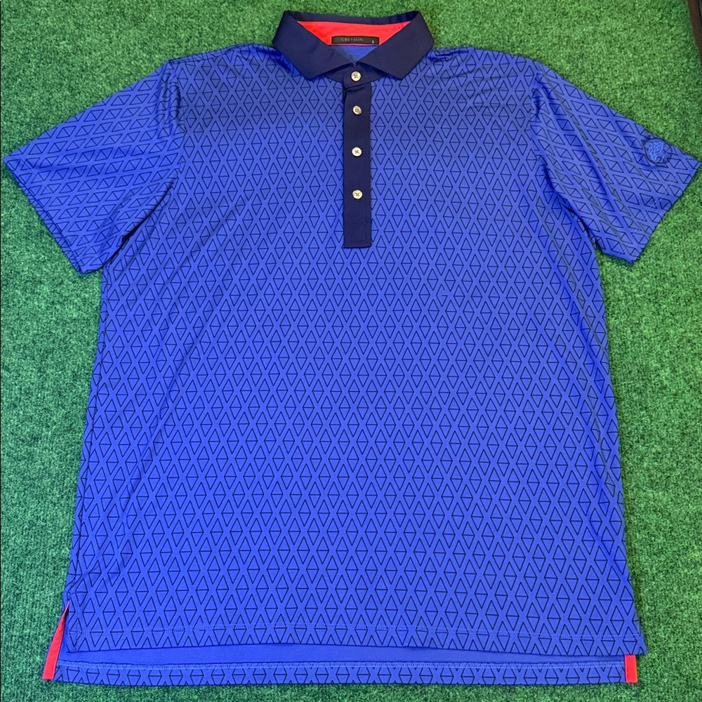Greyson Geo-metric Polo (Royal Blue with Navy Blue Accents / Size Large)